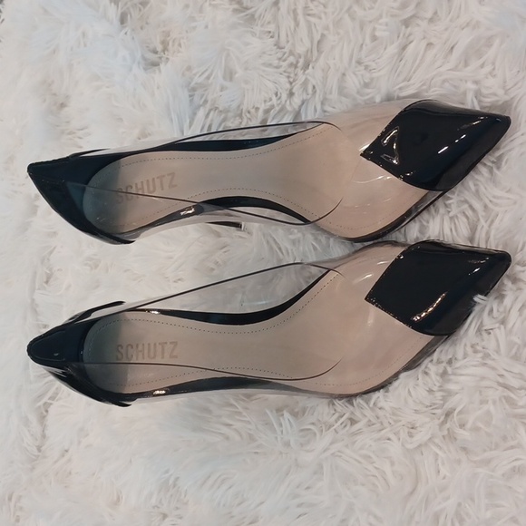 SCHUTZ Cendi transparent & Black Patent Leather Heels size 10 NEW - Picture 5 of 16